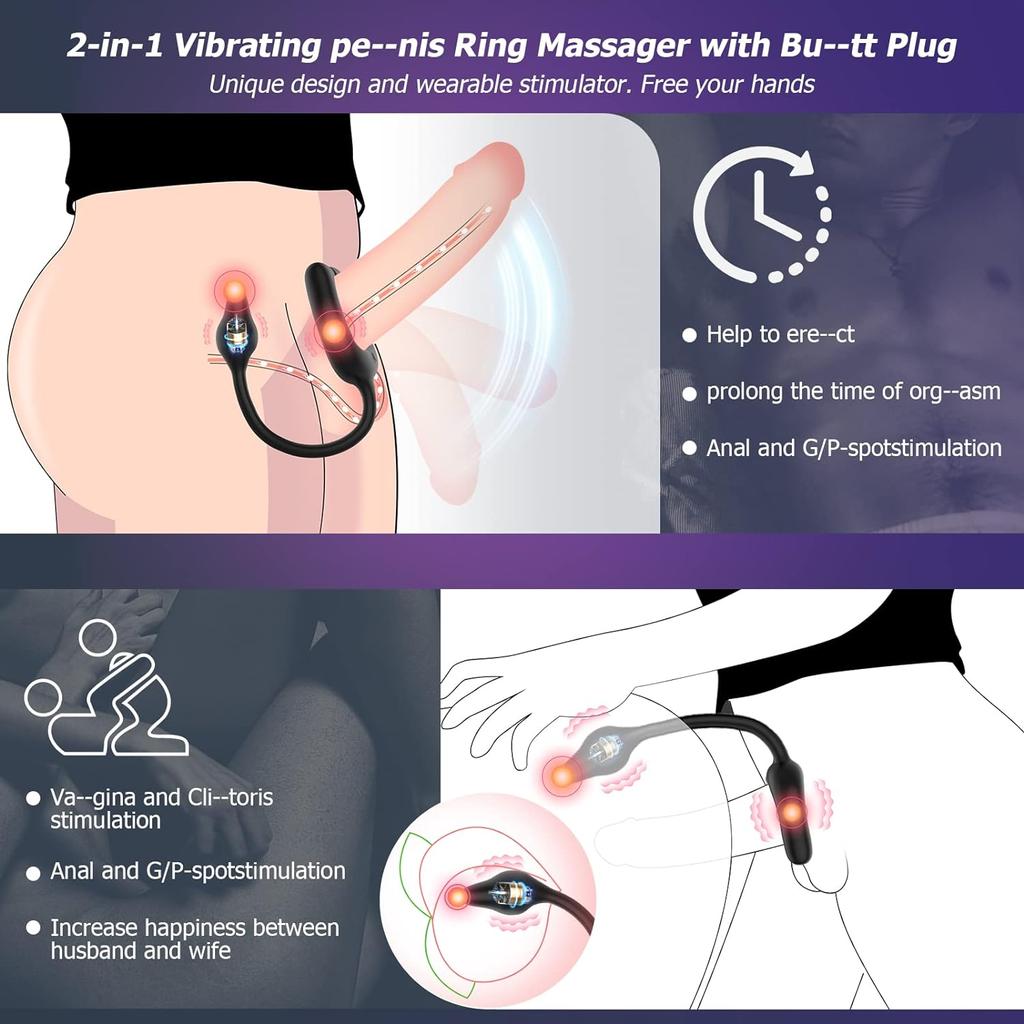 4 In 1 Sexy Toys Prostate Vibrator Cockring for Couple Game Penis Cock Ring Vibrator Premium & Balls Sex Toys for Men Vibrator