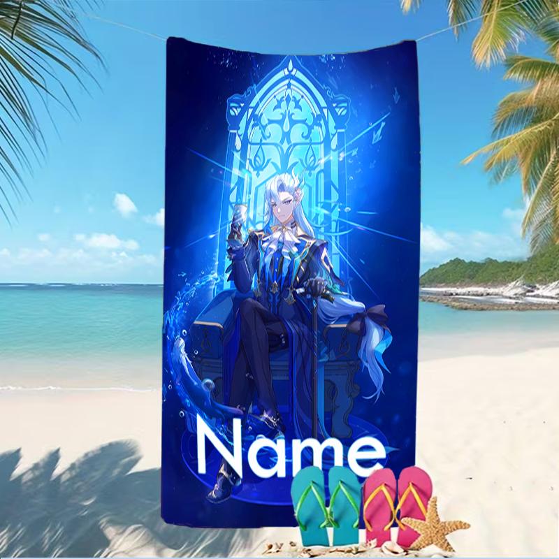 Customizable personalized beach towels Genshin Impact Navelette themed designs.Suitable for the beach, yoga, sports;ideal as beach accessories