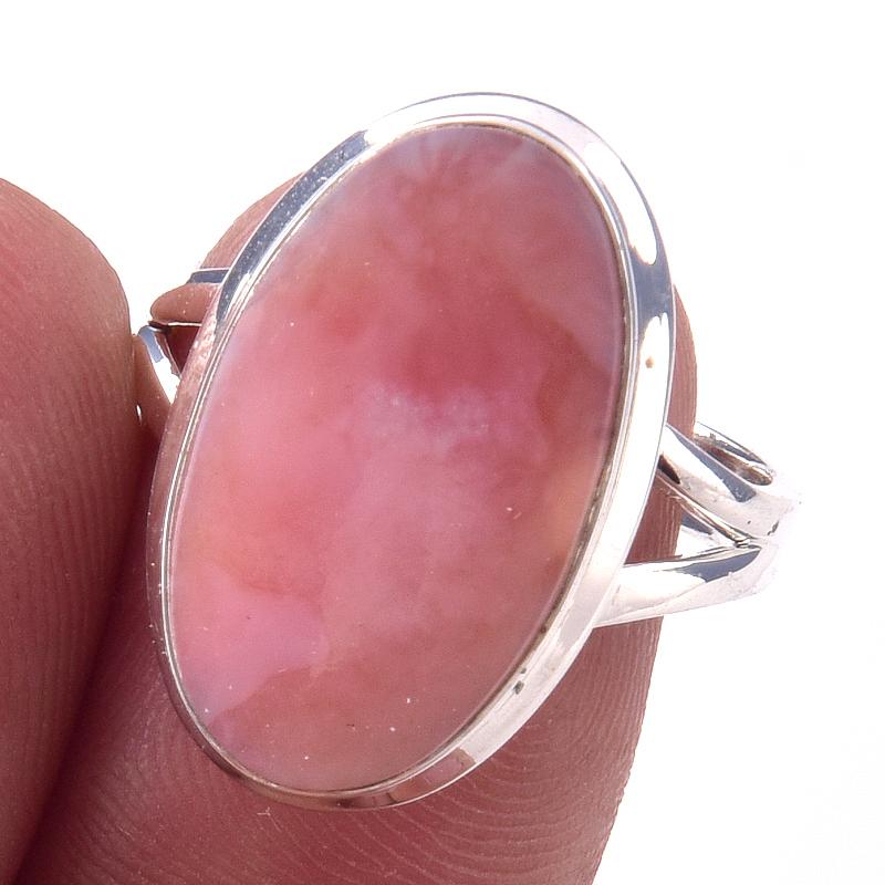 Кольцо из чистого серебра 925 пробы с натуральным розовым опалом, размер 8, n7F57