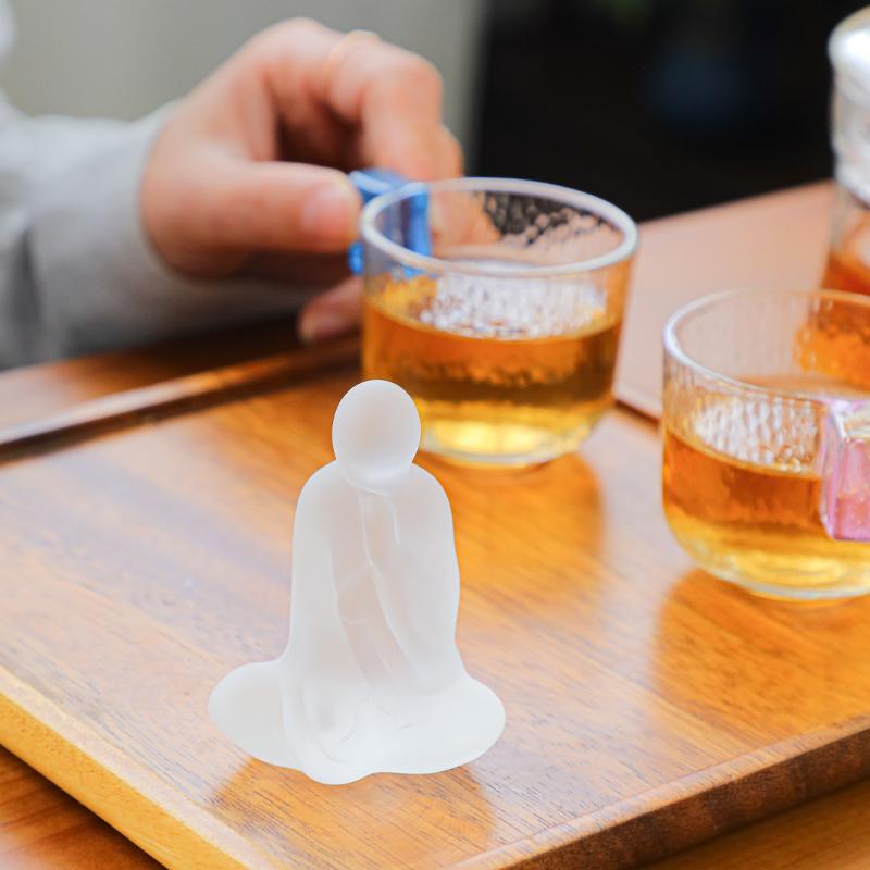 Древний глазурованный маленький монах чайный питомец креативное украшение матовое дзен стекло Татхагата маленькая статуэтка Будды набор для чая кунг-фу чайная церемония