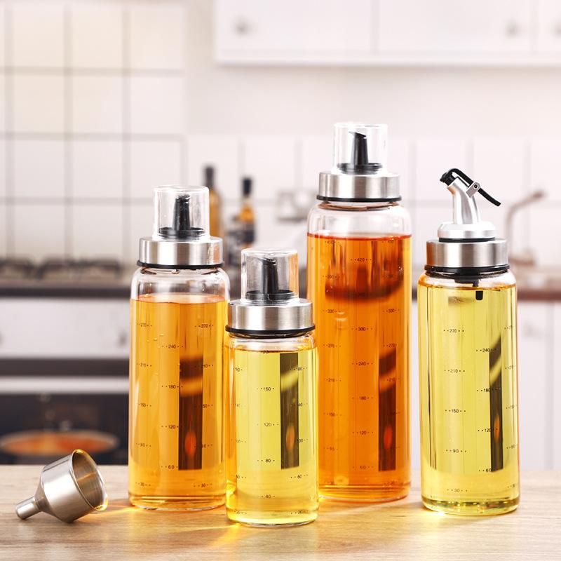 Горшок для масла из боросиликатного стекла, герметичный со шкалой, бутылка для контроля масла, количественная бутылка для соуса, уксуса, вина, кухонные принадлежности