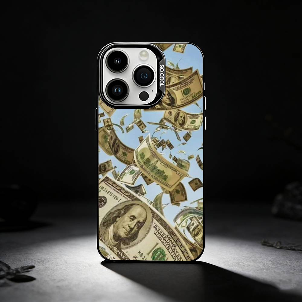 Dollar Bill Money Phone Case For iPhone 17,16,15,14,13,12,11 Plus,Pro Max,XS,Colored silver phone case