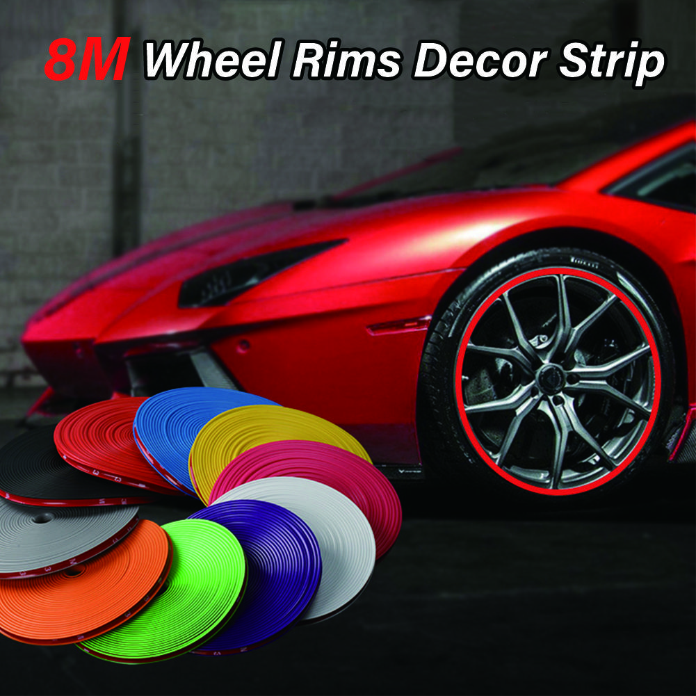 8 м/рулонные лезвия обода автомобиля, цветные защитные диски для колес, декоративная полоса, защита для шин, резиновая накладка, накладка, защита для шин