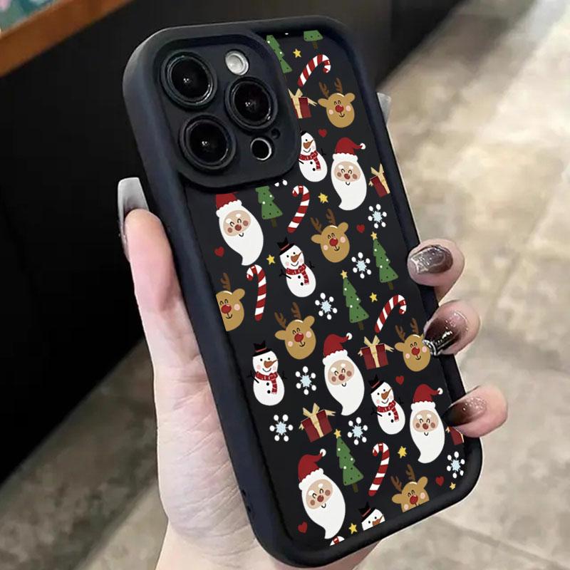 Чехол для телефона Санта-Клаус, Олень и Снеговик для Xiaomi 14T 13T 12T Pro 11 Lite 5G 14 13 12 Ударопрочный Конфетный Мягкий Силиконовый Чехол