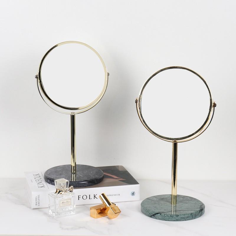 Rotating Dual-Sided Desktop Vanity Mirror With Marble Base Bedroom Bathroom Hotel Home Decor