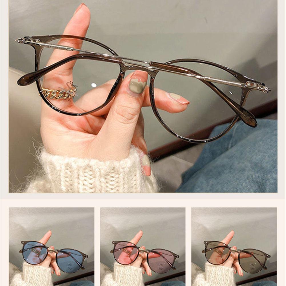 Color Changing Anti Blue Light Glasses Circular Glasses Frame Comfortable Outdoor Sunglasses For Women