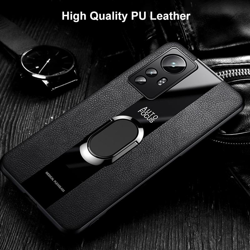Кожаный чехол с держателем-кольцом для Xiaomi Mi 12 Pro 12X 12S Ultra 12T Pro Чехол Силиконовый чехол для телефона для Poco X3 F5 Pro F3 F4 X4 GT