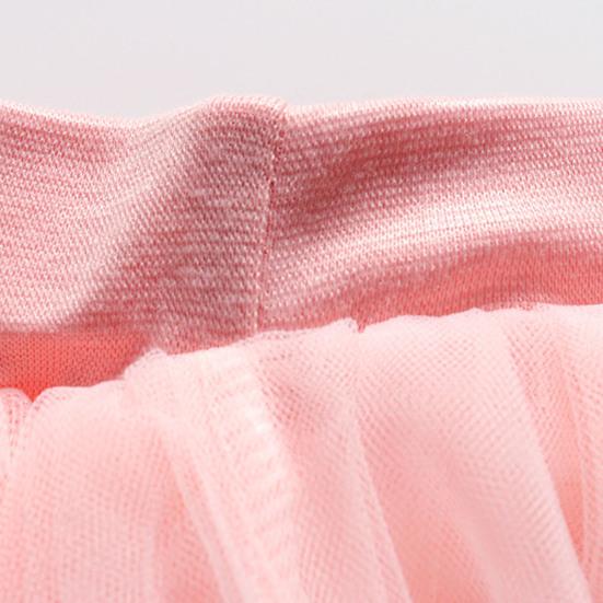 Детская юбка с эластичной талией и средней посадкой, однотонная юбка-пачка с бисером, милый стиль, многослойная сетчатая юбка-фонарик из пряжи