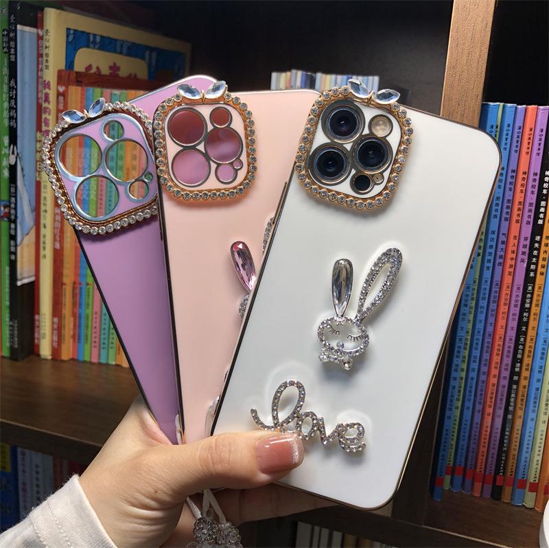 Luxury Rhinestone Rabbit Electroplated Anti-Fall Phone Case for Huawei Maimang A20 & Enjoy 70 Pro, All-Inclusive Design for Internet Celebrities.