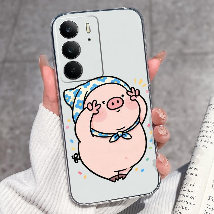 Для Oppo Realme C75 C75x C71 C67 C63 C55 C35 C33 C21Y C20 C15 Прозрачные чехлы для телефона Очаровательные кошачьи узоры Защитная пленка Пылезащитный чехол Для корпуса Oppo