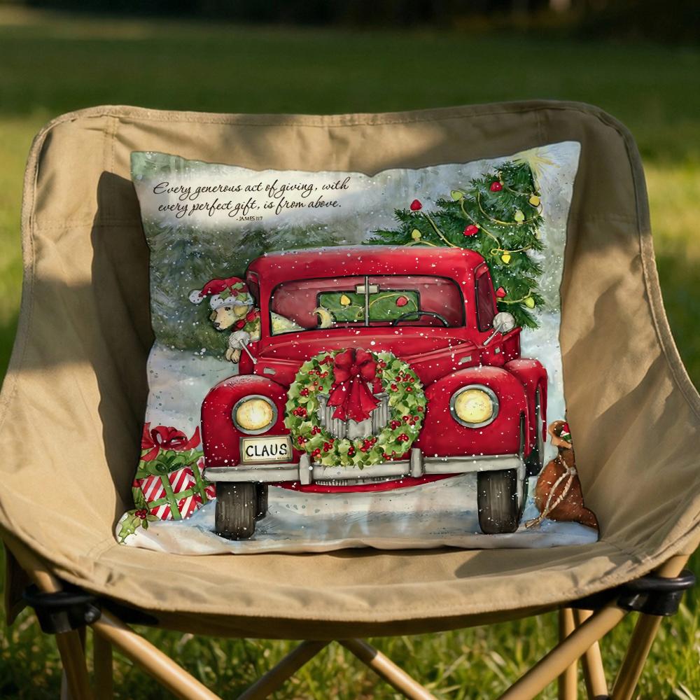 Christmas Red Candle Cushion Cover Soft Reversible Durable Pillow Cover MultiScene Use for Home Car Daily Comfort