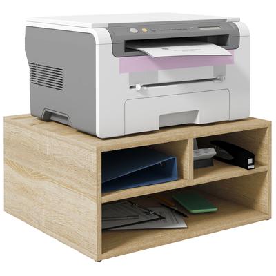 Wood-look Desk Organiser with 3 Compartments Supplies Printer Stand Dim. 47L X 40W X 22.5H Cm
