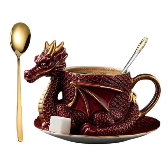 Кофейная кружка в форме дракона, сделанная вручную из смолы, коллекционная, мифическое существо в стиле дракона, декор для кухни