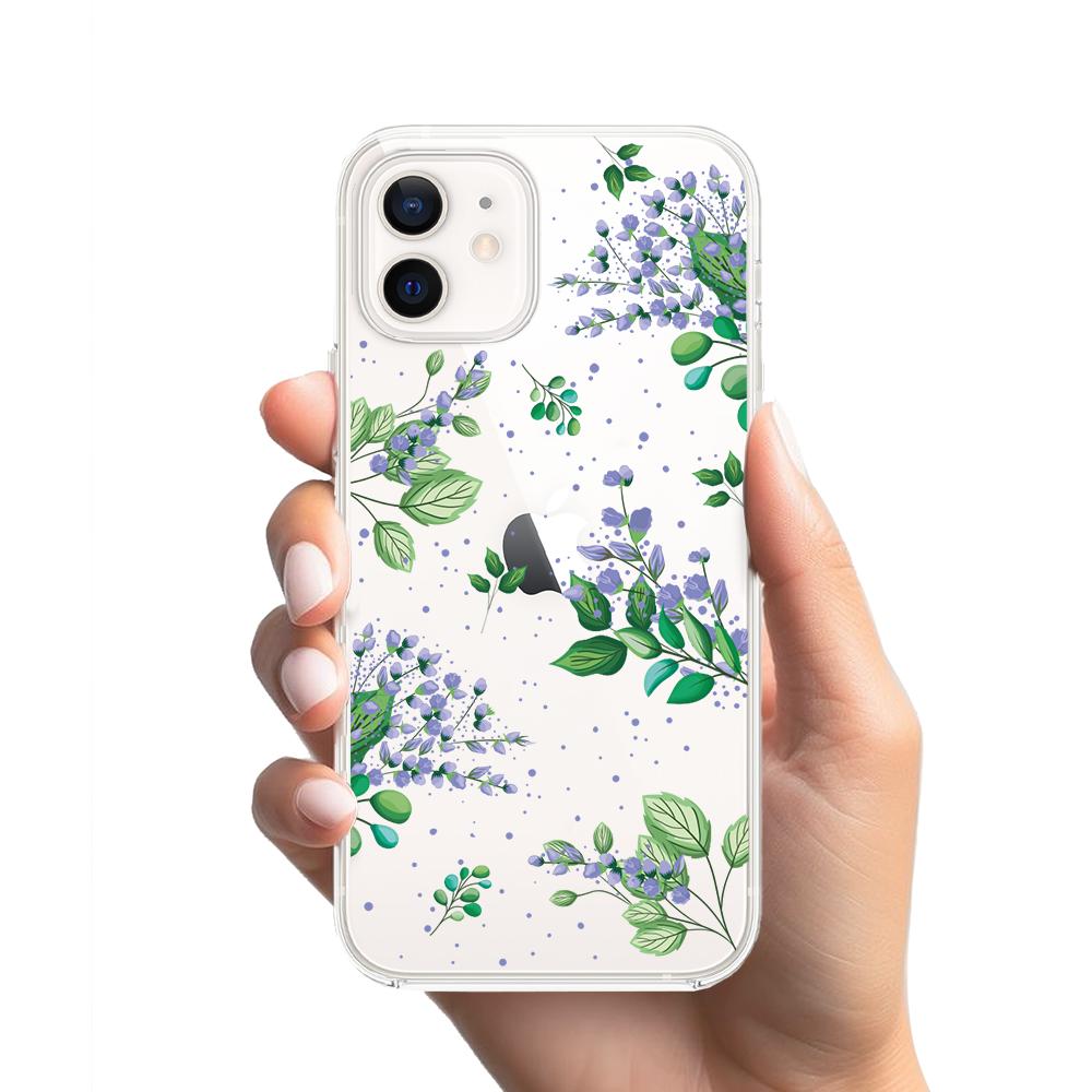 Etui Do Iphone 12 Mini Przeźroczyste, Silikonowe Flexi, Fioletowe Kwiatki