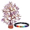 Amethyst Crystal Natural Semi Precious Gemstone Bonsai Money Tree with 300 Beads Chakra Bracelet 25.4 Cm X 30.48