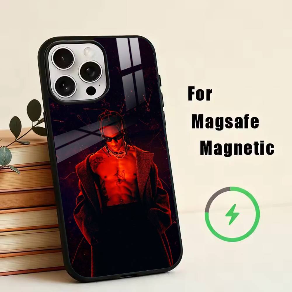 Чехол для телефона T-Travis S-Scott для iPhone 17, 16, 15, 14, 13, 12, 11 Plus, Pro, магнитный, для беспроводной зарядки Magsafe