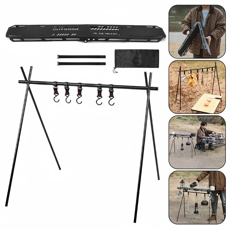 Outdoor Camping Hanging Rack Top Plate Portable Tripod Shelf Board Foldable Cookware Hanging Rack BBQ Picnic Accessories