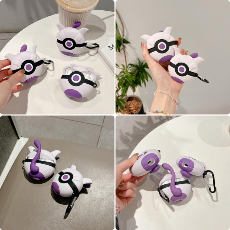 Для Airpods 4 Чехол 2024, Pokemon Mewtwo Фиолетовый Шар Защитный Силиконовый Чехол Для Наушников Для Airpods 4 Чехол Для Девочек Женщин Детей