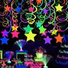 20 шт. Светящийся Декор для Вечеринки Подвесные Спирали Неоновые Ленты Гирлянда Декор Потолка Светящийся в Темноте Неоновый Черный Свет Принадлежности для Вечеринки