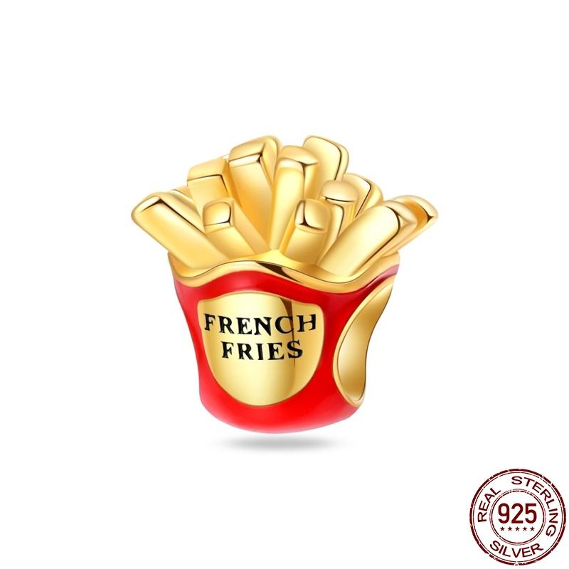 100% Настоящая Медь Подвеска Картошка Фри Пончики Подходит для Оригинального Браслета Пандора для Женщин Подарок на День Рождения Изысканные Ювелирные Изделия