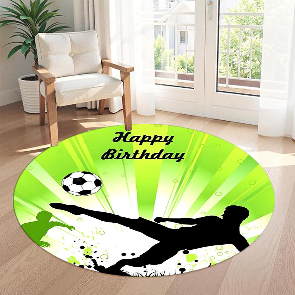 Football Round Carpet Suitable for Dormitory Hallway Living Rooms Outdoor Antislip Round Carpet Decorate Offices Perfect Gift for Women Men