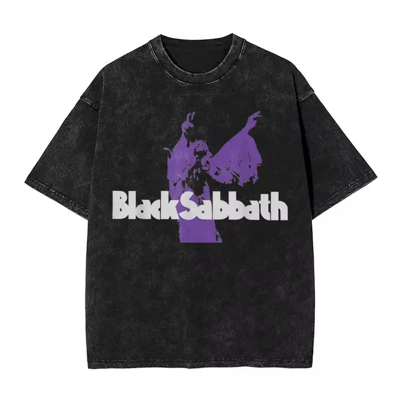 Black Sabbathes Metal Music Washed T Shirts Hip Hop Band Men Women T Shirt Oversize Streetwear Cotton Graphic Tops Tees