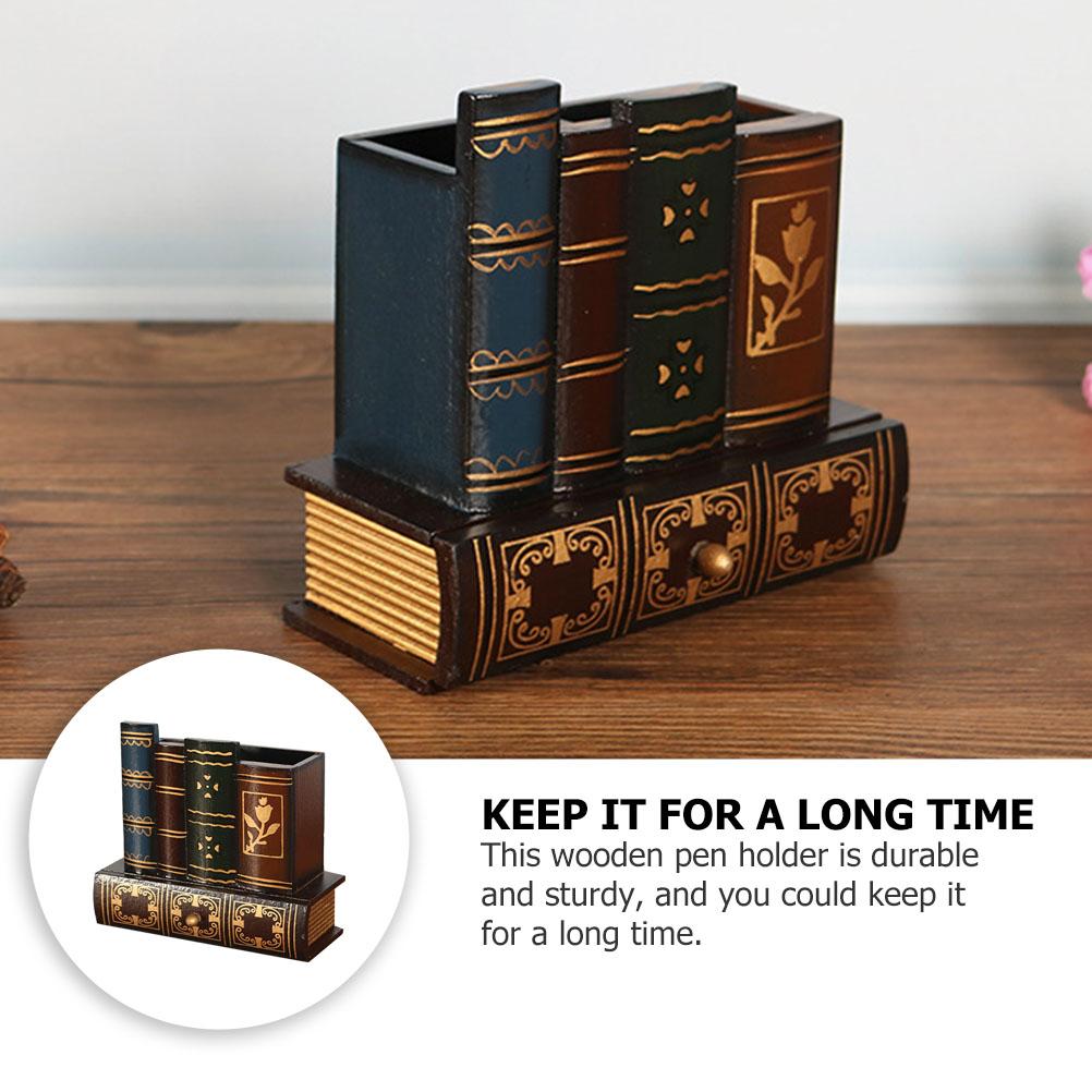 Деревянный винтажный контейнер для ручек, ретро-держатель для ручек, поддельная книга, держатель для ручек в европейском стиле, контейнер для ручек для офиса, общежития, дома
