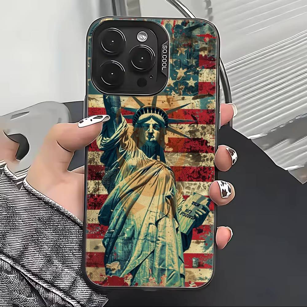 США А-Америка Флаг Чехол для Телефона Для iPhone 17,16,15,14,13,12,11 Plus,Pro Max,XS,Цветной Серебристый Черный Чехол