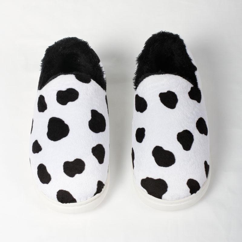 Зимние милые тапочки с животными для женщин и девочек, кавайные пушистые зимние теплые тапочки для женщин, мультяшные домашние тапочки с коровьим молоком, забавная обувь