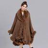 Oversize Winter Big Faux Fox Fur Neck Plus Size Poncho Out Streetwear Women Cloak Pashmina Batwing Sleeves Shawl Coat