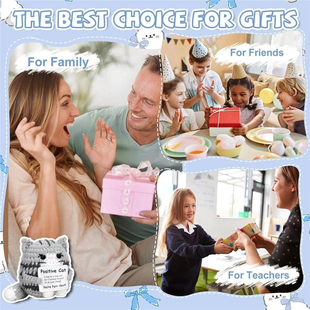 Handmade Knitted Crochet Cat Doll Carton Yarn Positive Energy Cat Doll Home Decoration