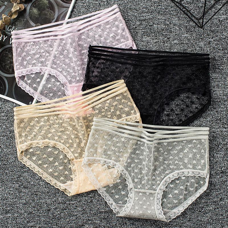 Lace Pants Women's Sexy Naked Transparent Summer Ultrathin Mesh Hollow Large Mid Waist Pants