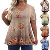 Женские топы больших размеров, шорты с рукавами, рубашки с V-образным вырезом, повседневная одежда, топы с принтами