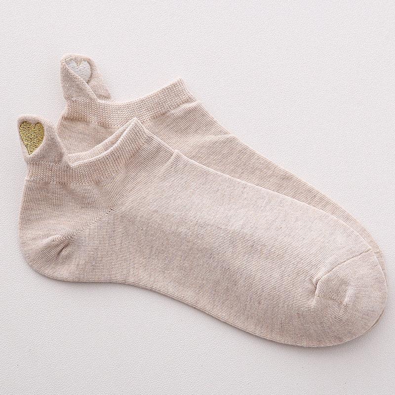 Cute Embroidery Love Heart Socks Fashion Funny Sokken Heel With Glitter Gold Silk Red Heart Ankle Socks Dropship