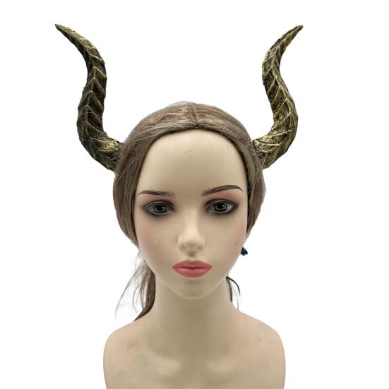 Gothic Devil Horn Headband Imitation Fake Bull Horns Hair Hoop Halloween Dress Up Hair Accessories for Halloween Cosplay Carnival