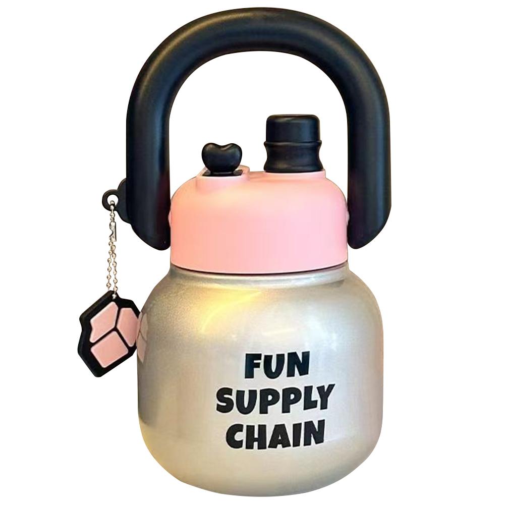 680ml Double Thermal Mug with Straw & Handle Vacuum Insulated Flask Double-Layer Insulated Cup for Cold Hot Beverages