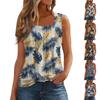 Square Collar Tank Top Women Print Tank Tee Casual Loose Fit Sleeveless Shirt