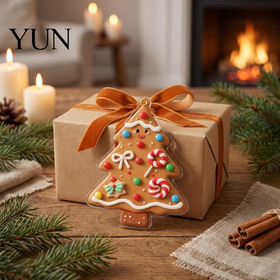 Whimsical Gingerbread Man Decor Christmas Tree Pendant, Double-sided Acrylic Hanging Ornament for Lightweight Craft Ornaments Holiday Home And