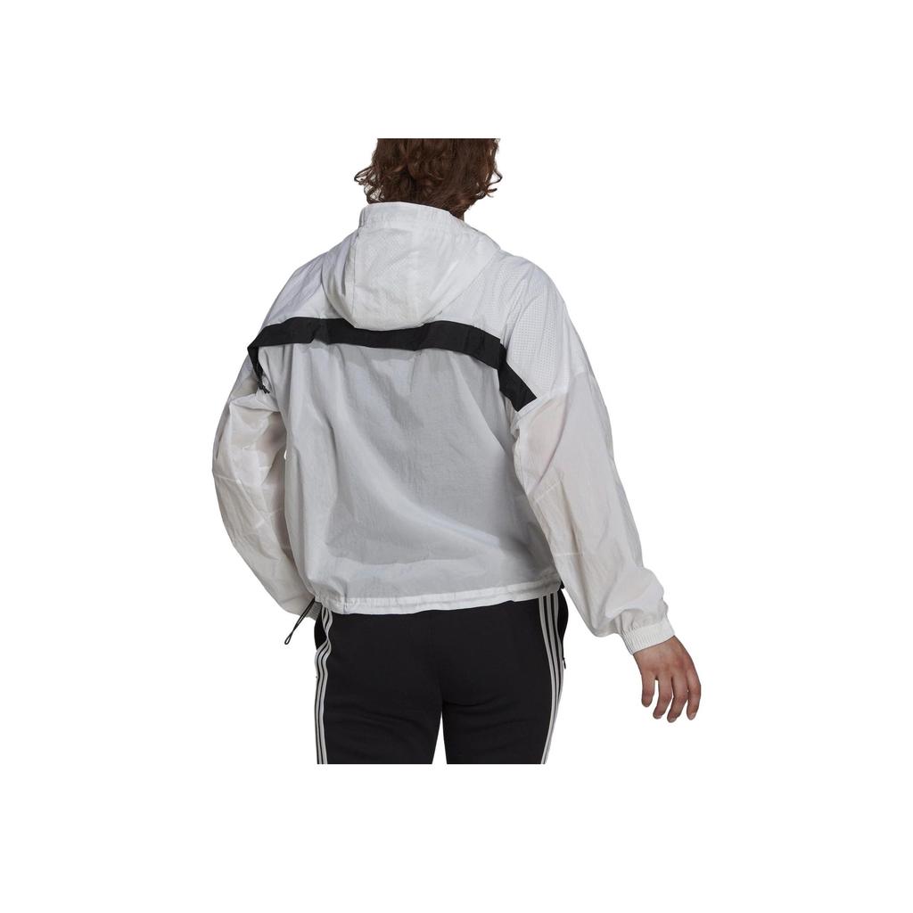 Adidas Полосатая повседневная спортивная куртка с капюшоном женская куртка белого цвета H40963