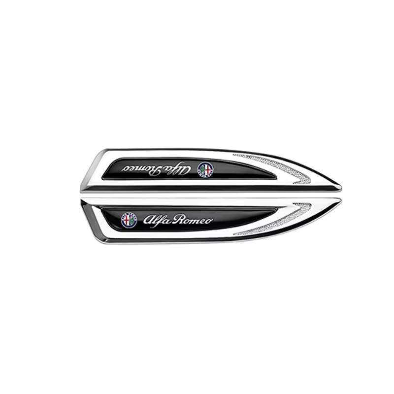 QJDS8 2PCS Metal Car Styling Side Door Body Fender Stickers Knife Badges Decoration For Alfa Romeo Giulietta Giulia GT Brera Tonale