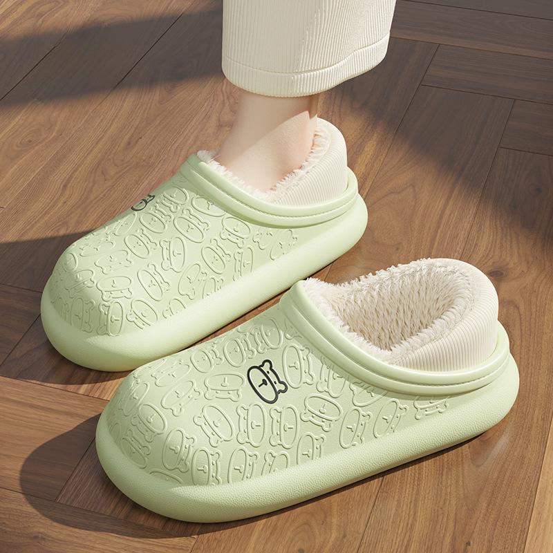 Хлопковые тапочки Little Bear, новые популярные женские домашние плюшевые милые водонепроницаемые и противоскользящие плюшевые тапочки на толстой подошве