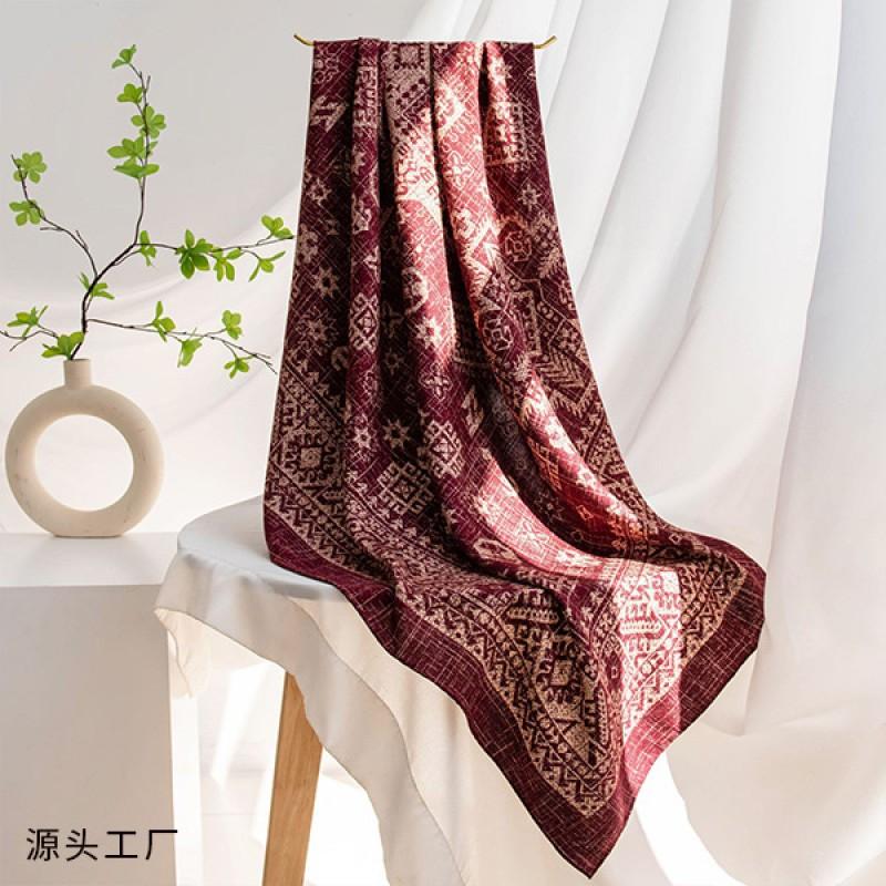 Double-sided Silk Wool Scarf Shawl Non-Heritage Warm Sun Protection Elegant Square