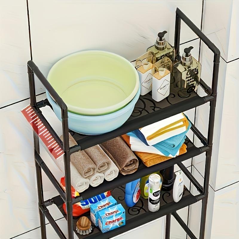 Space-Saving 3-Tier Bathroom Organizer Rack, Over-the-Toilet Plastic Storage Shelf for Essentials and Toiletries