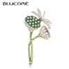 Lotus Flower with Dragonfly Brooches for Women New Design Gold Color Wedding Jewelry Banquet Pins
