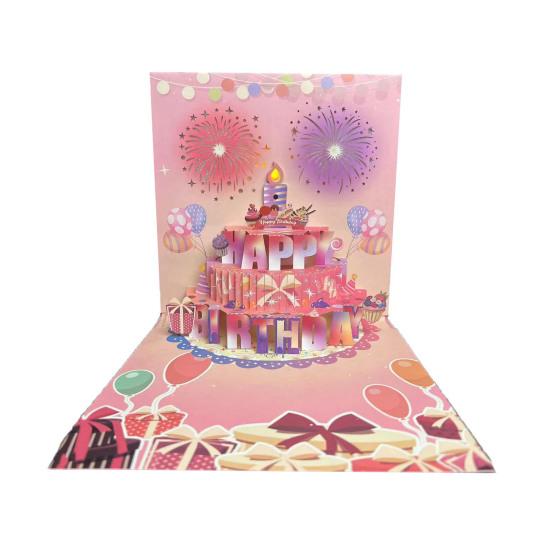 3D Pop Up открытки на день рождения Поздравительные открытки на день рождения с пиротехникой Музыка Задуваемая свеча Сюрприз на день рождения Подарок на память для нее и для него