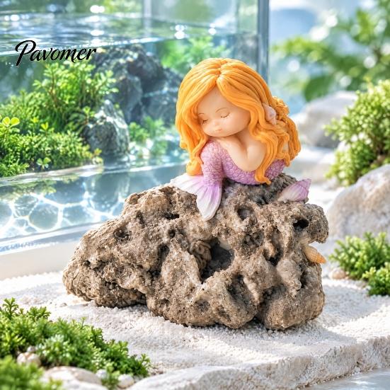 Decorative Statues for Birthday Sleeping Mermaid Figurine, Resin Cute Statue, Mini Ornament Desktop, Micro Landscape Accessories Aquarium Car