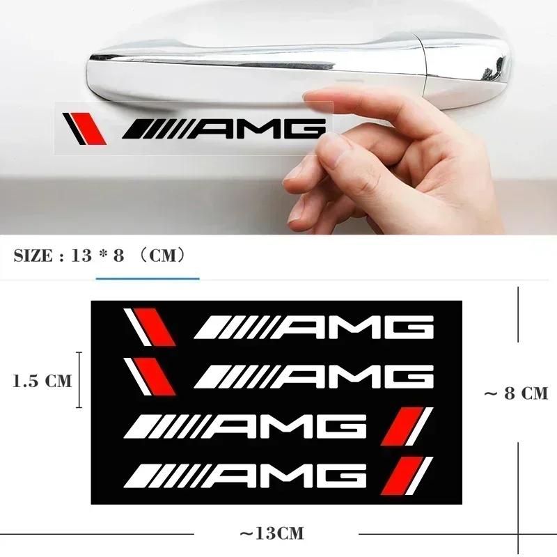 4PCS Car-Styling Accessories Car Door Handle Stickers Decals Automobile For Mercedes Benz AMG CLA CLS W212 W213 W204 W205 W176 LJ8