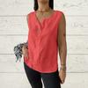 Women Vest Sleeveless Button Decoration Casual Tank Tops Solid Color Cotton Linen Lightweight