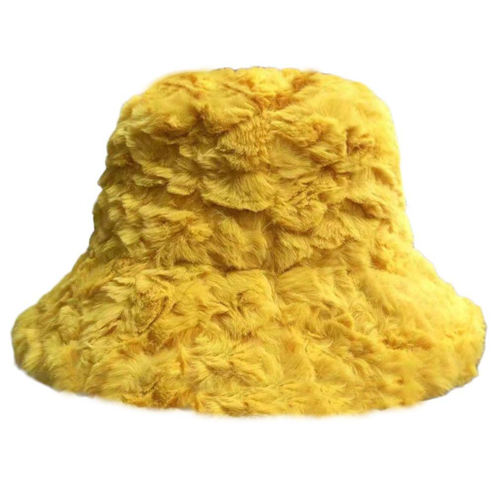 Winter Faux Fur Fluffy Bucket Hats Women Outdoor Thick Warm Hat Soft Furry Fisherman Cap Girl Fashion Panama Sun Cap