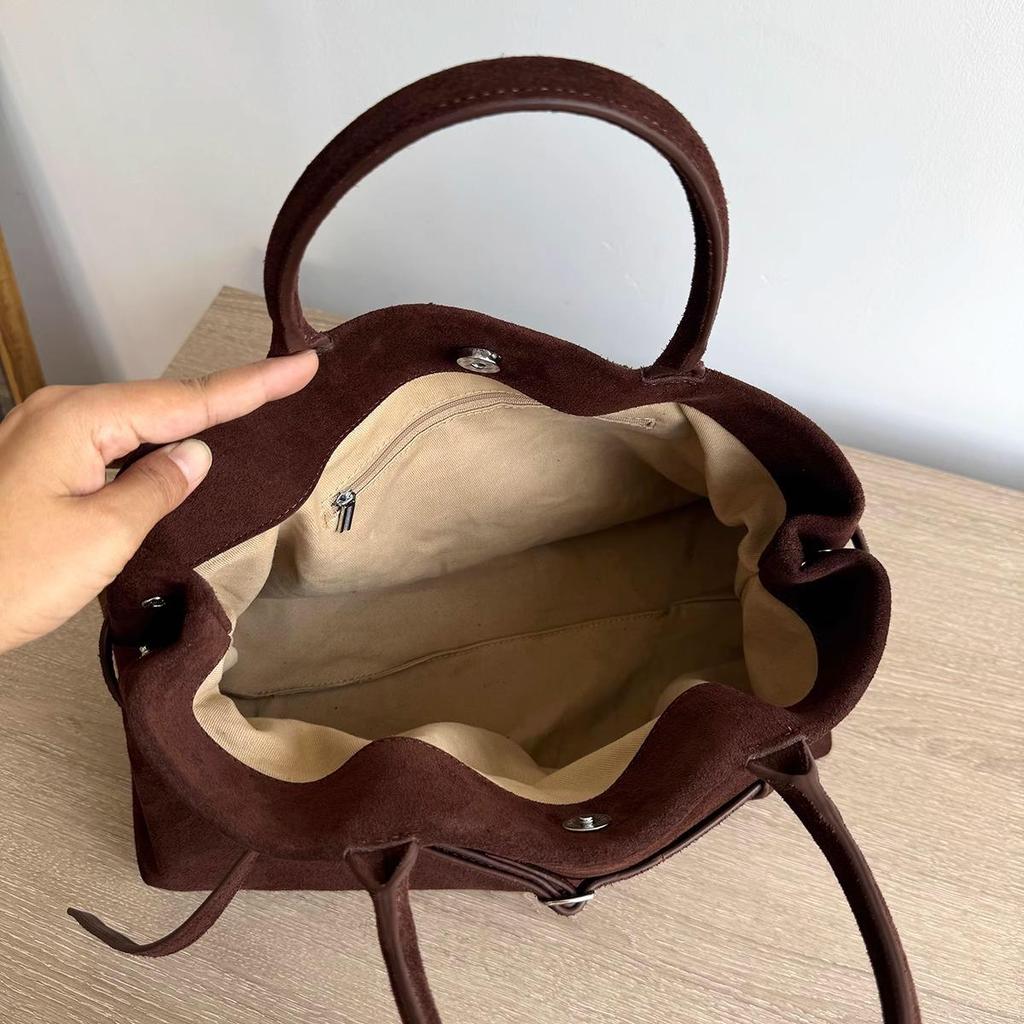 Женская ретро замшевая сумка-тоут для通勤 - Большая вместимость, сумка-стрела для осени и зимы